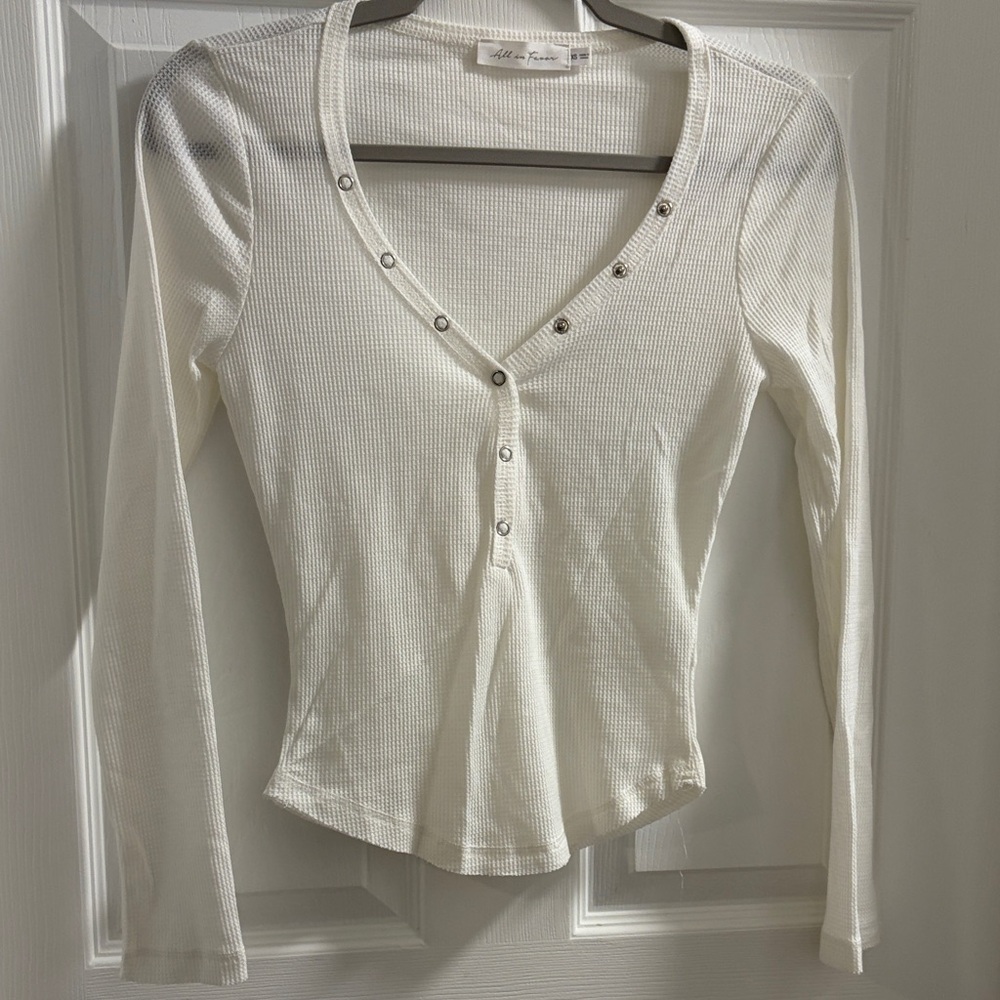 All in Favor White Long Sleeve Top - Picture 1 of 2